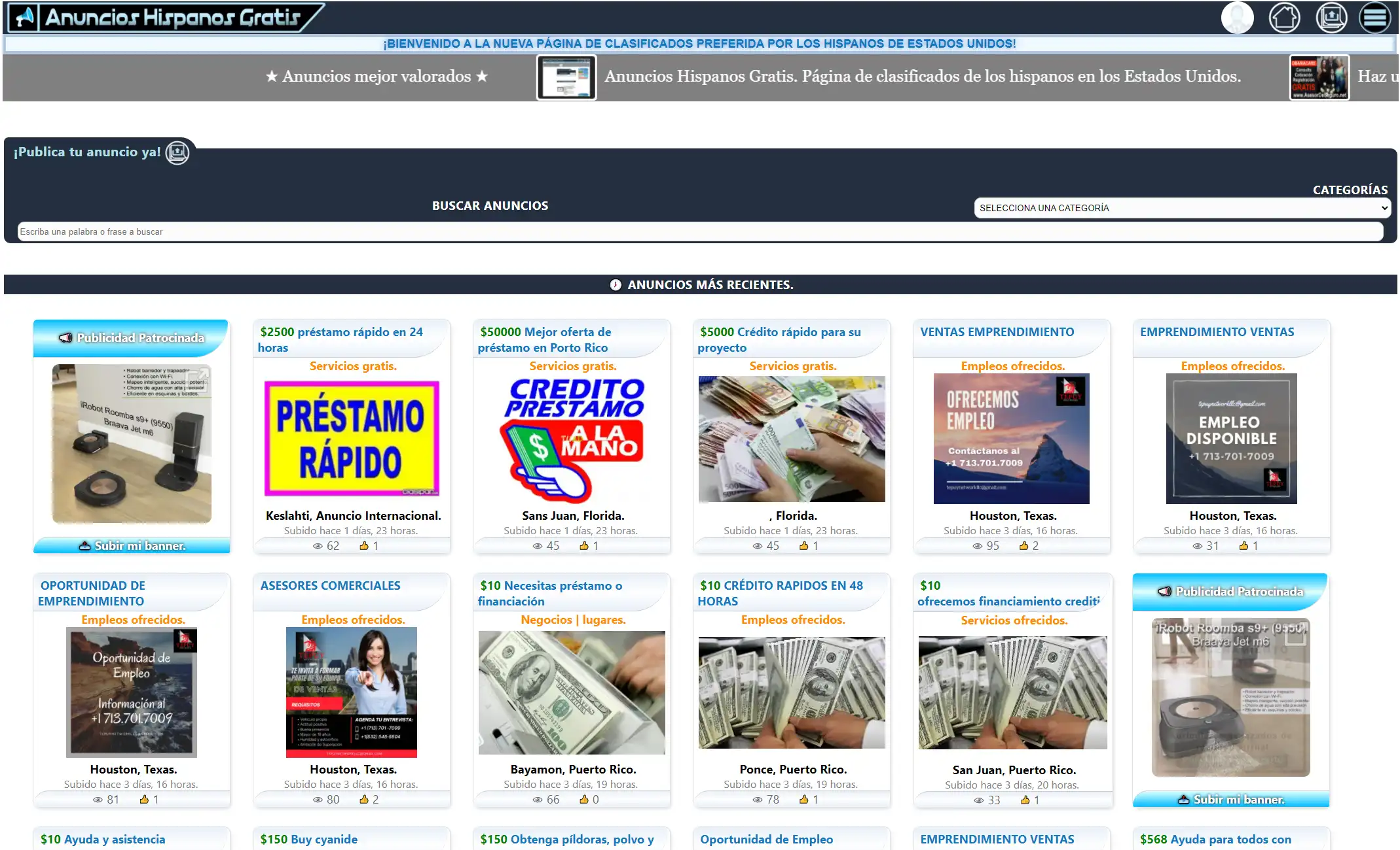 Anuncios Hispanos Gratis. Sitio de clasificados, encuentra lo que buscas, o anúnciate aquí