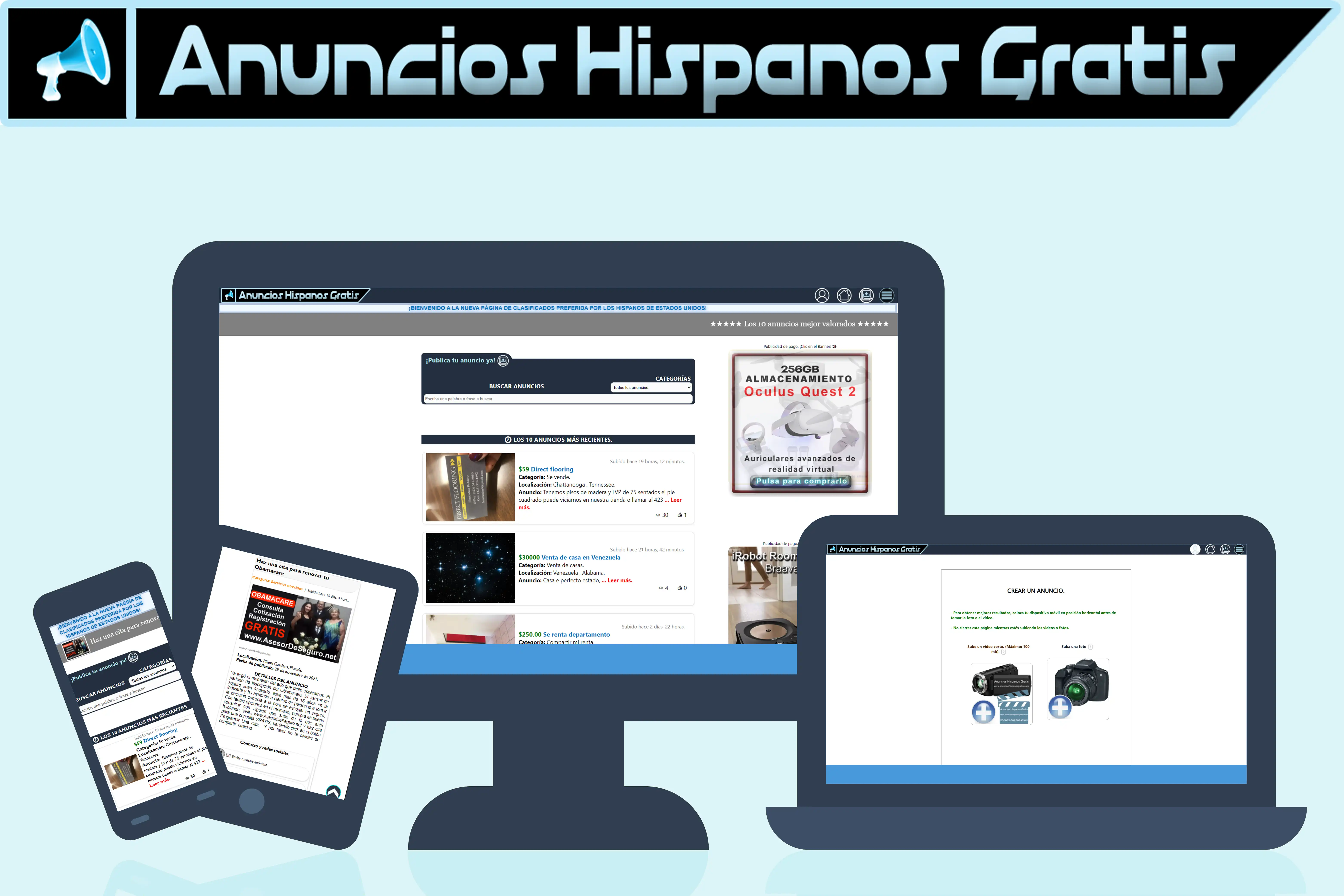 Anuncios Hispanos Gratis. Página mundial de clasificados en español.