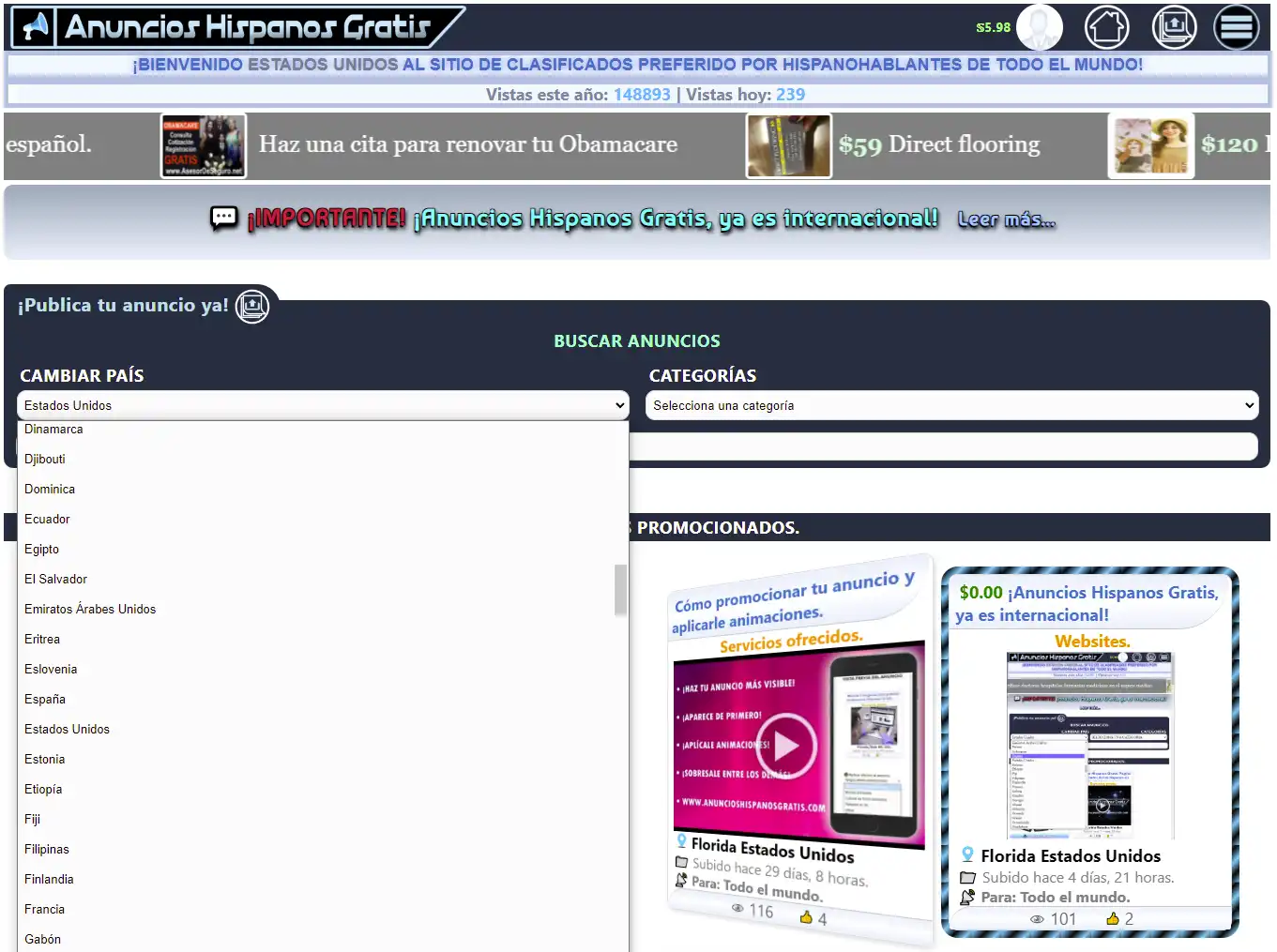 ¡Anuncios Hispanos Gratis, ya es internacional!